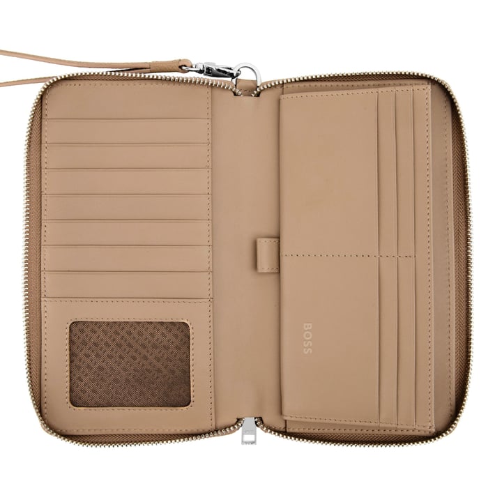 Hugo Boss Портфейл за пътуване Classic Grained, карамел