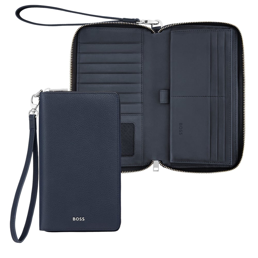 Hugo Boss Travel wallet Classic Grained, dark blue