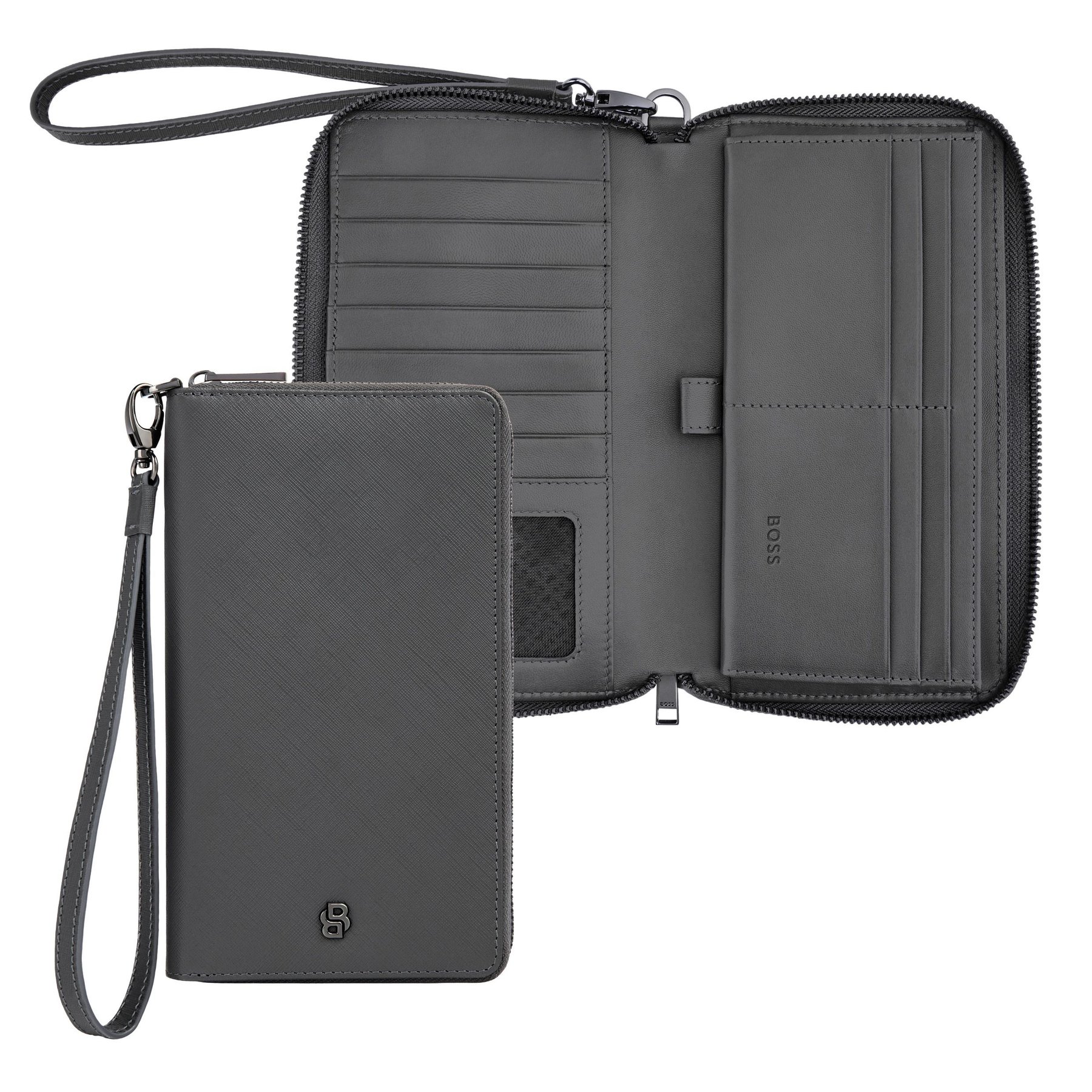 Hugo Boss Travel wallet Saffiano, grey