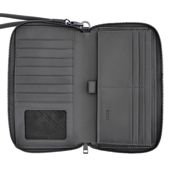 Hugo Boss Портфейл за пътуване Saffiano, сив