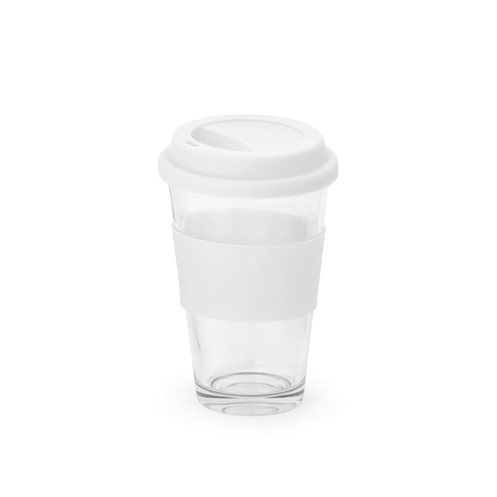 Travel mug Barty, glass, 330 ml, white