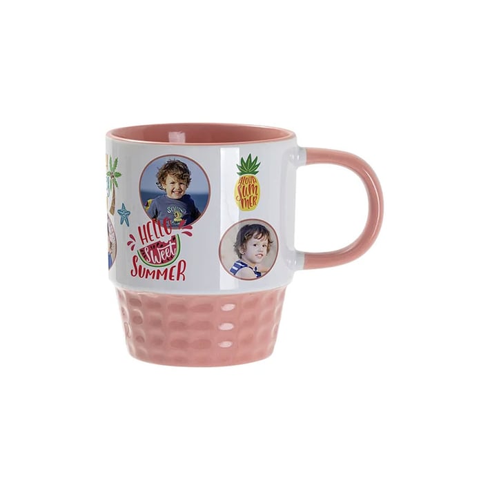 BESTSUB Чаша Stacking, керамична, цветна вътрешност и дръжка, 300 ml, розова