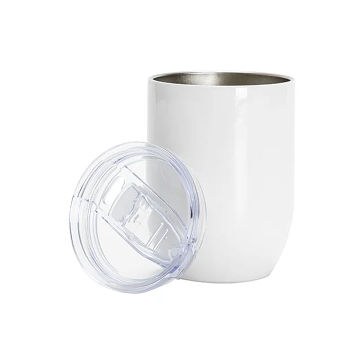 BESTSUB Чаша за вино, с капак, неръждаема стомана, 450 ml, бяла