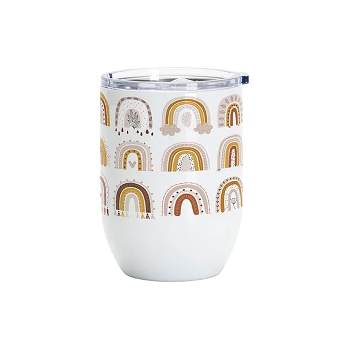 BESTSUB Чаша за вино, с капак, неръждаема стомана, 450 ml, бяла