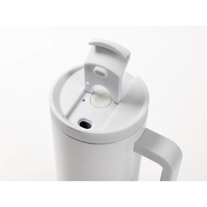 BESTSUB Чаша, с дръжка, сламка и капак, 1200 ml, бяла