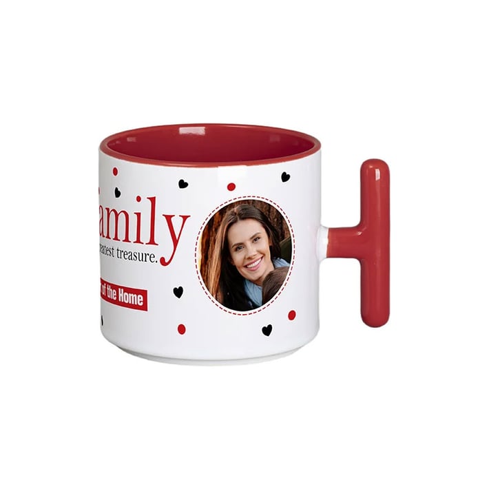 BESTSUB Чаша, керамична, с Т-образна дръжка, 270 ml, бяло-червена