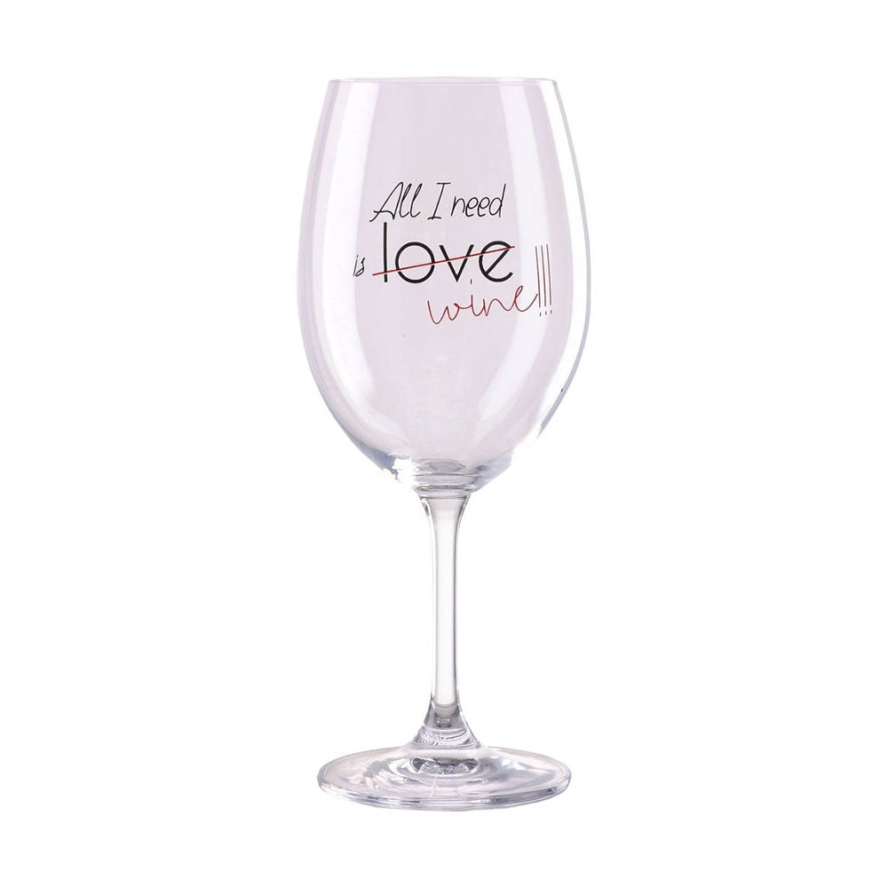 Takk Mood Wine Glass, “All I need is wine”, glass, 300 ml