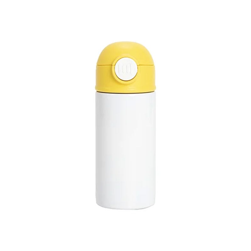BESTSUB Kids Bottle with Lid and Straw, 360 ml, white-yellow