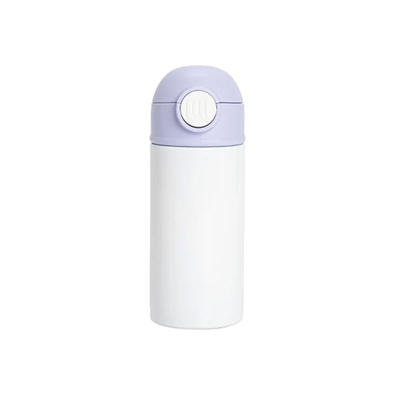 BESTSUB Kids Bottle with Lid and Straw, 360 ml, white-purple