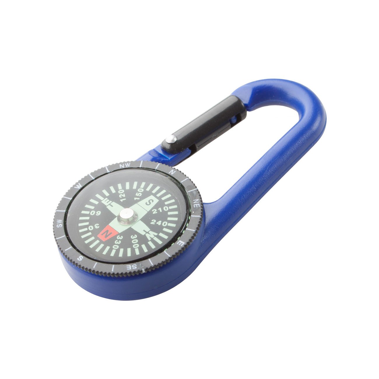 Cool Carabiner keychain Edmund, with compass, blue