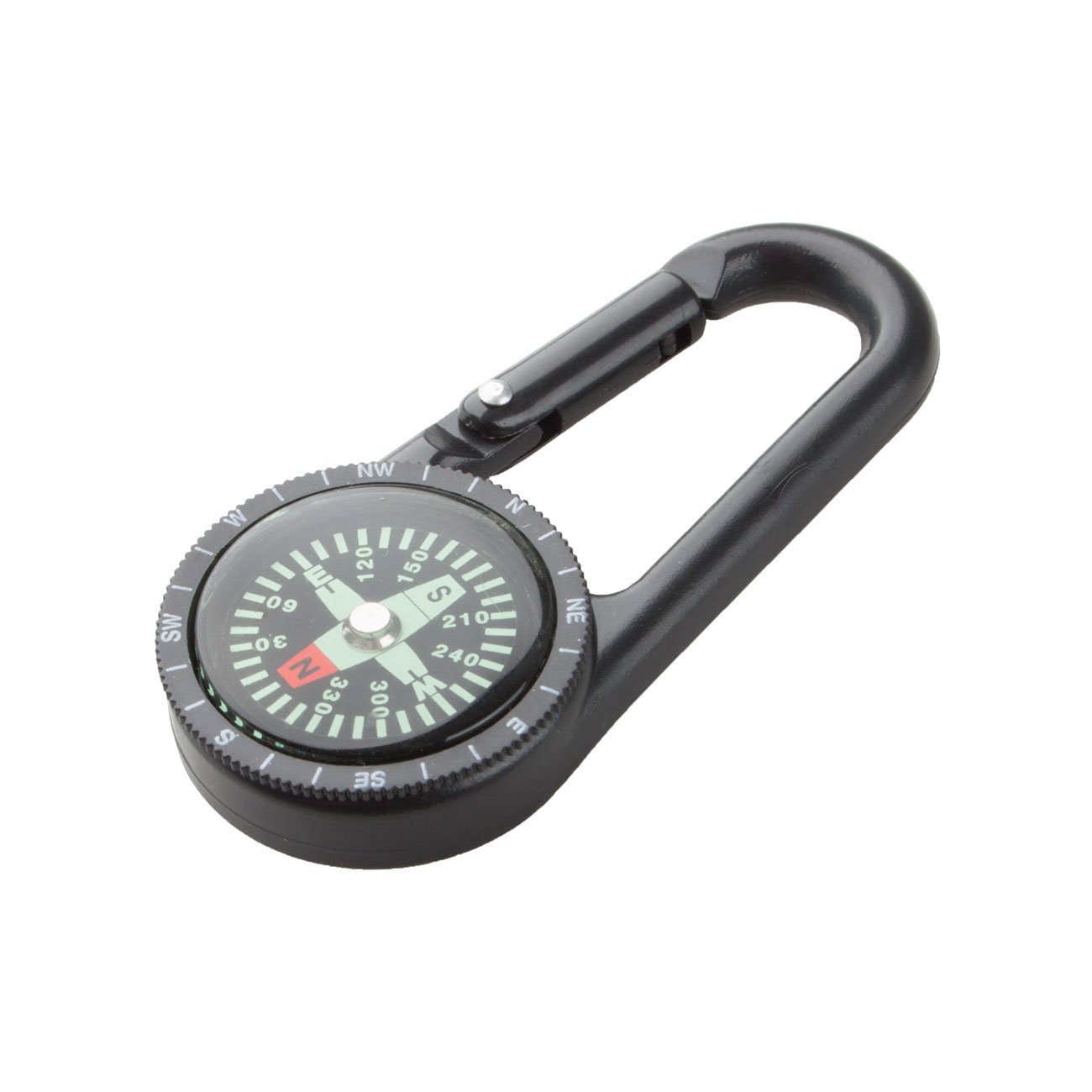 Cool Keychain-carabiner Edmund, with compass, black