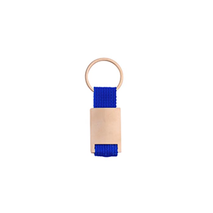 Tech keychain, metal, with strap, blue