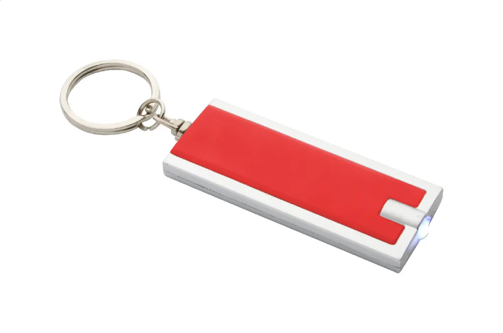 Cool Keychain Urban, with LED flashlight, recycled ABS plastic, with battery, red