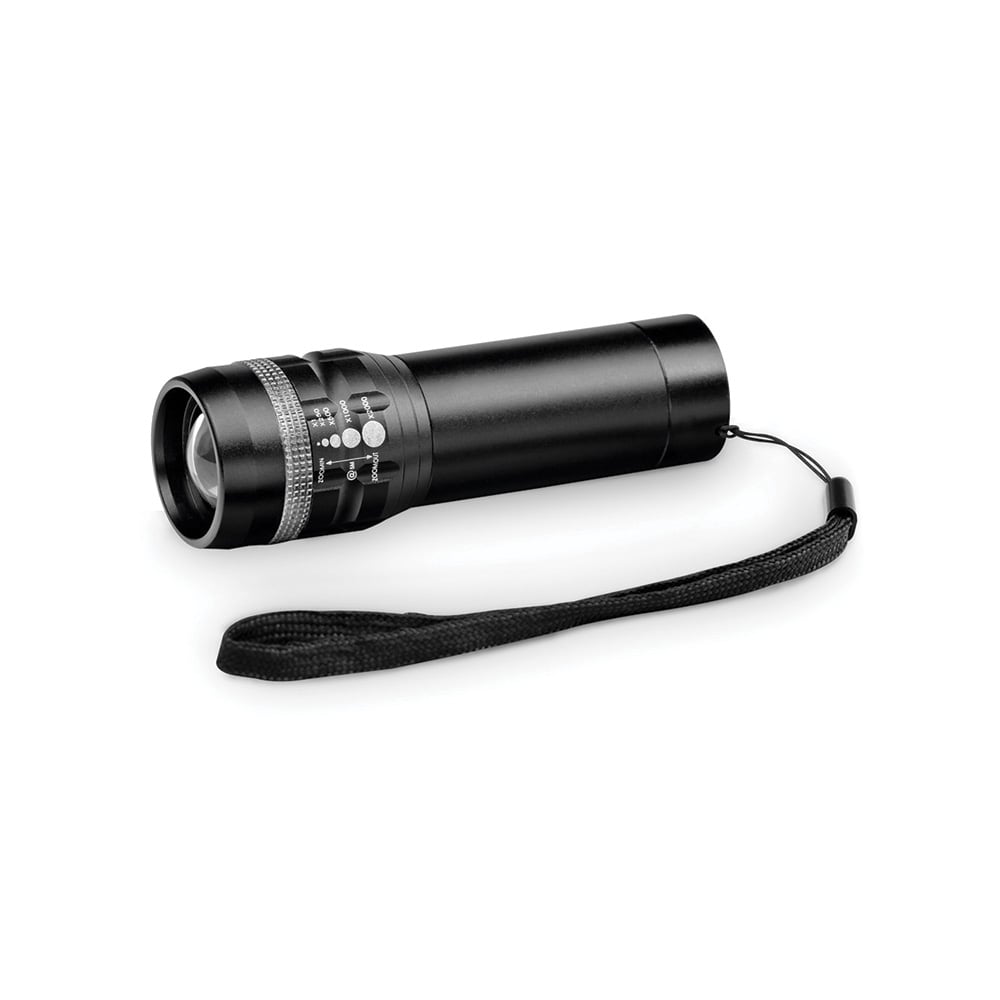 Flashlight Zoomin, aluminum, 3.3 x 10.4 cm, black