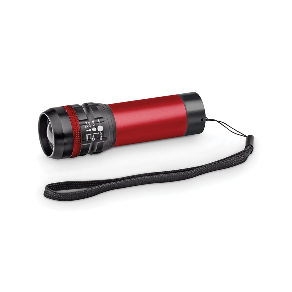 Flashlight Zoomin, aluminum, 3.3 x 10.4 cm, red
