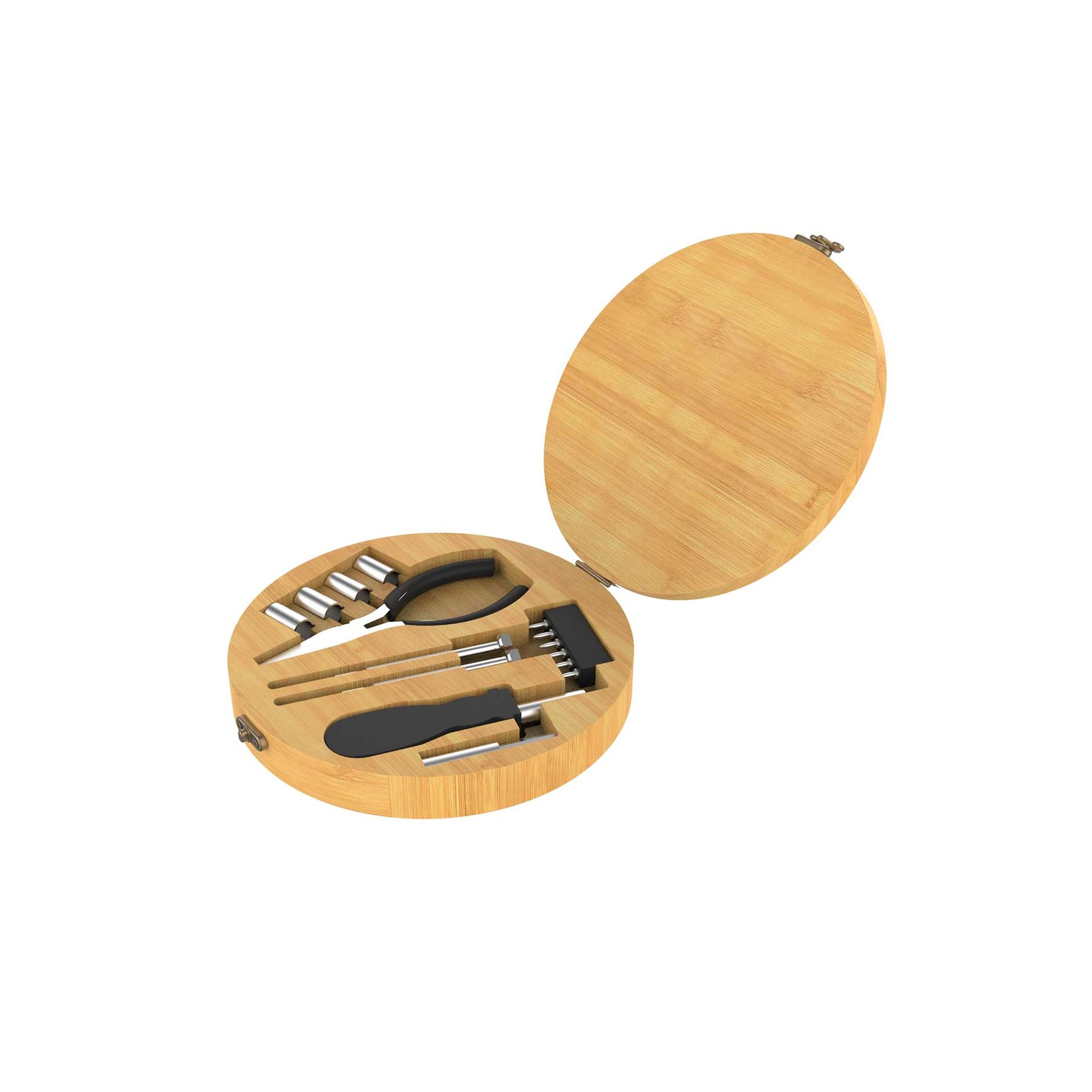 Round Tools Tool Set, in round bamboo box