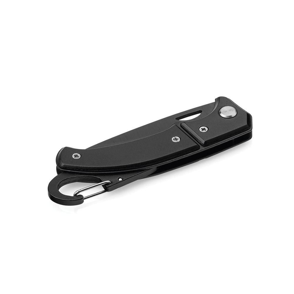 Pocket knife Fred, with carabiner, 10.1 x 1 x 2.9 cm, black