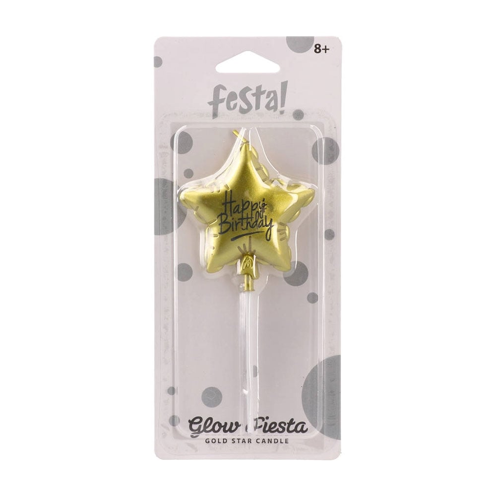 Festa Cake Candle, star, gold