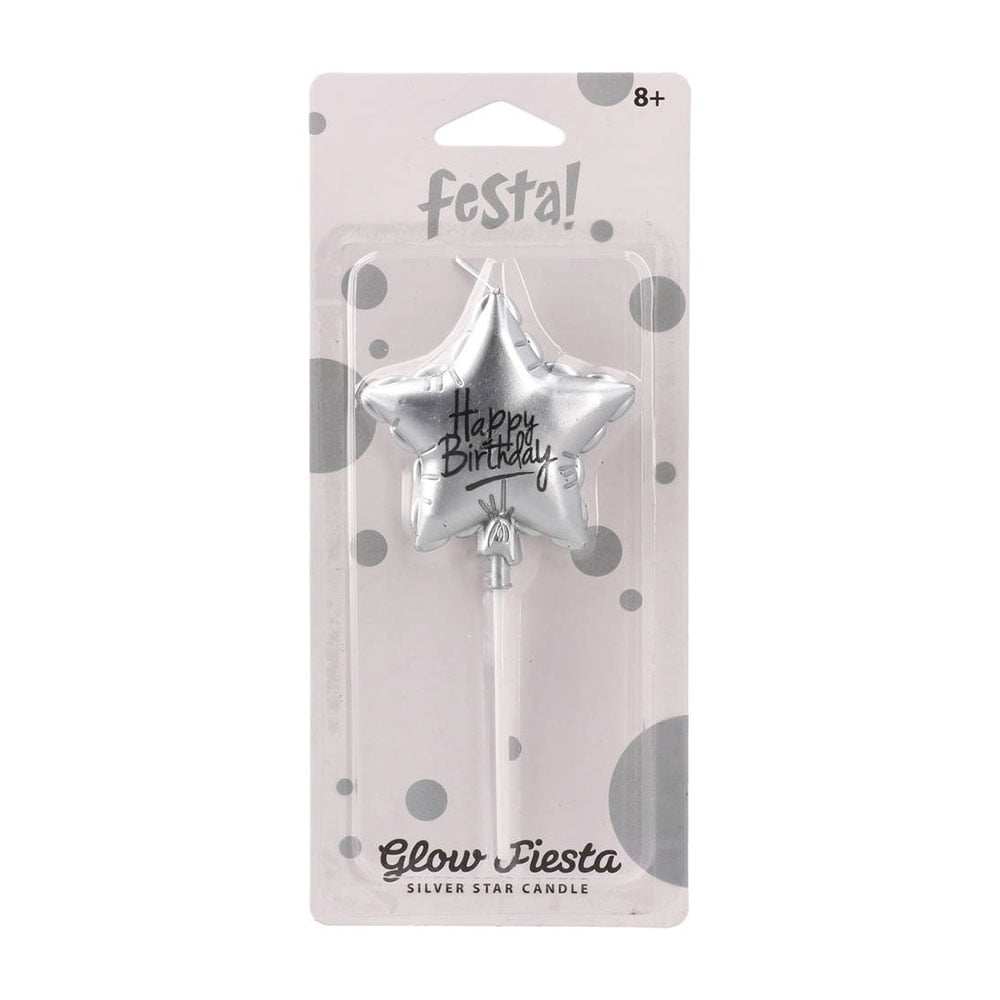 Festa Cake Candle, star, silver