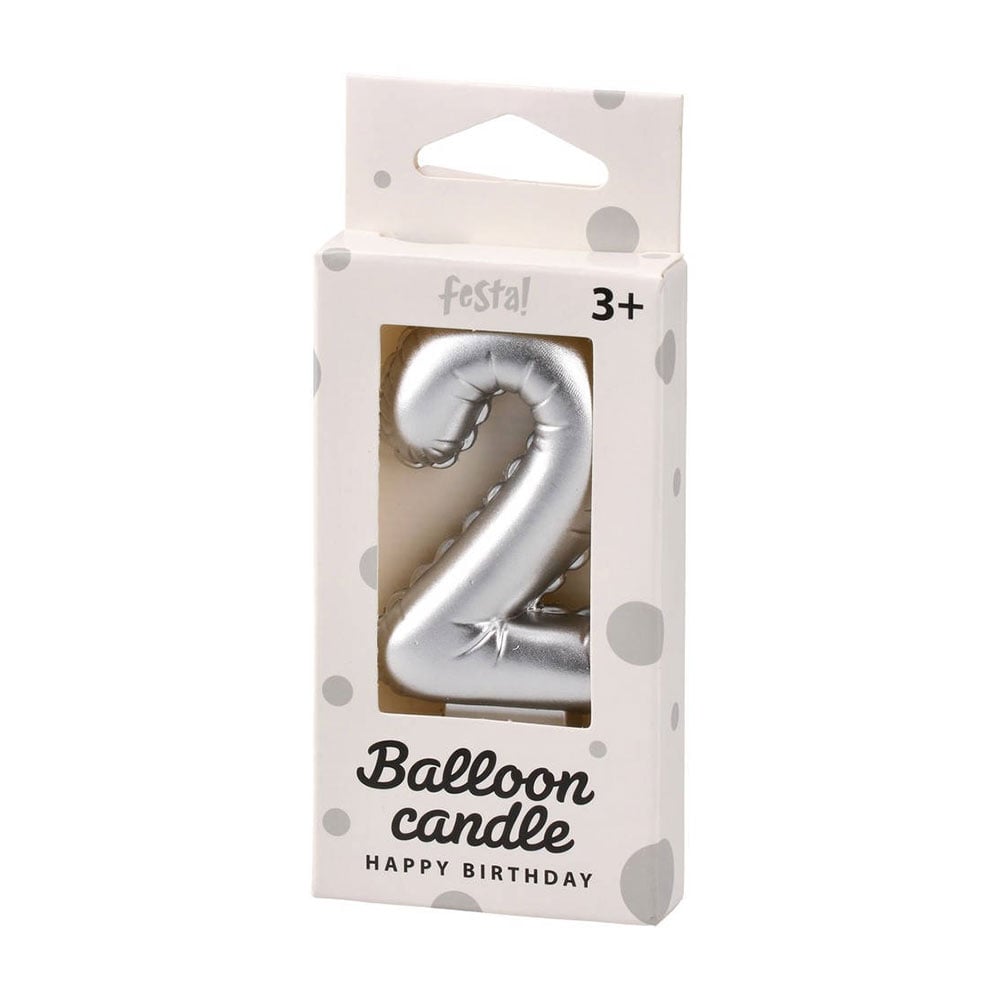Festa Cake Candle, number 2, silver