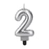 Свещ за торта Festa, цифра 2, сребриста