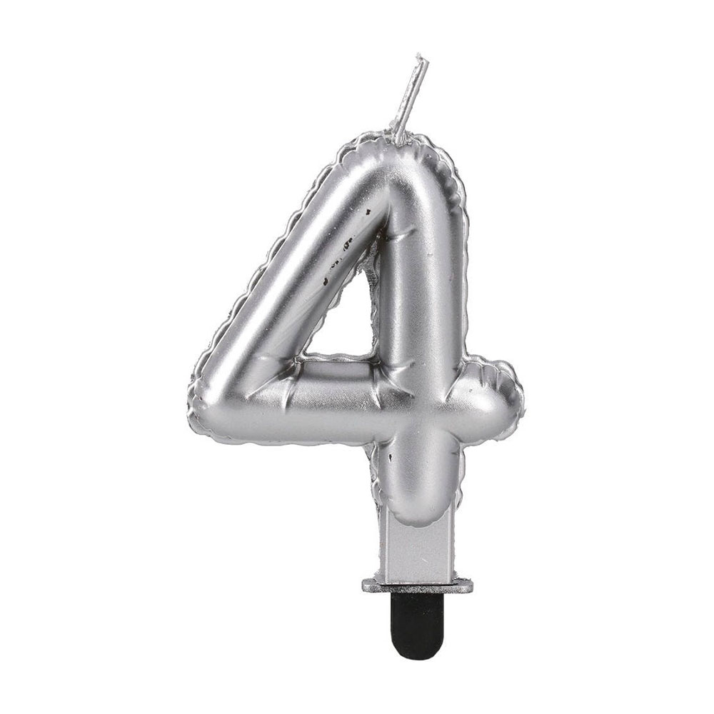 Свещ за торта Festa, цифра 4, сребриста