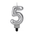 Свещ за торта Festa, цифра 5, сребриста