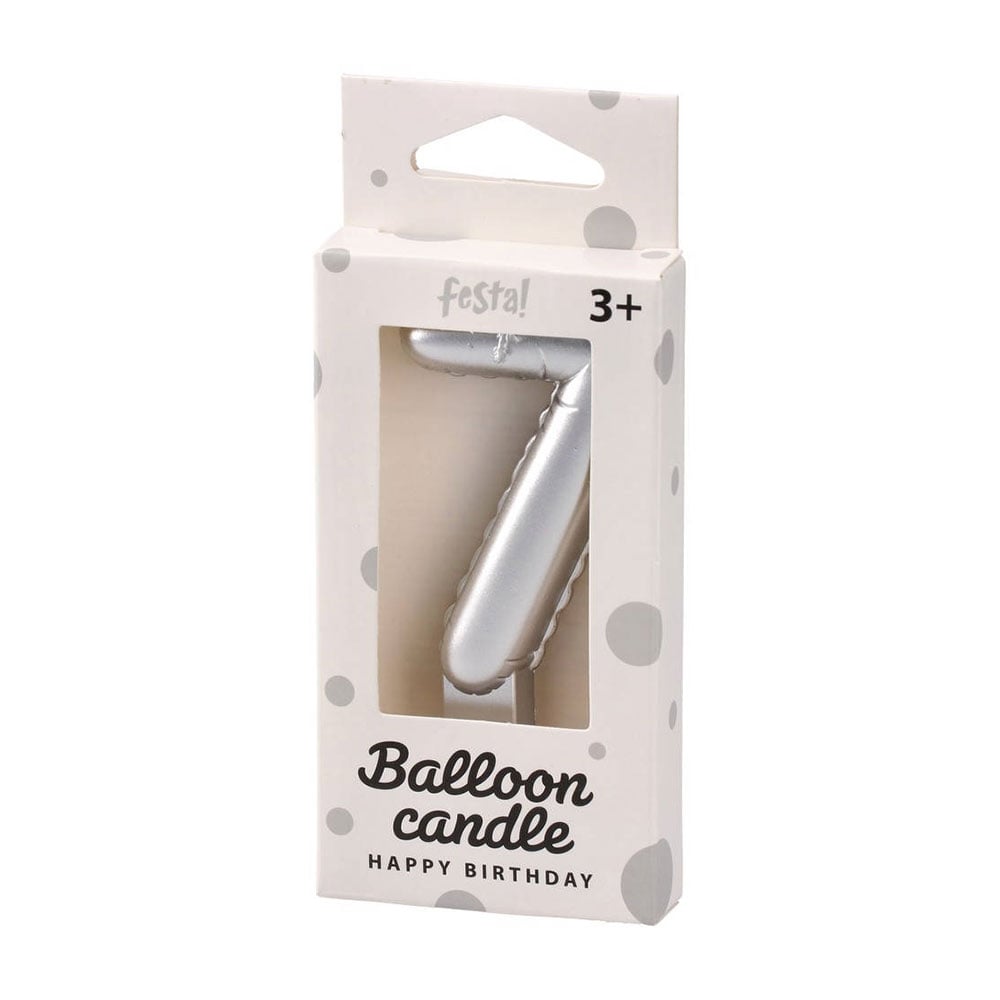 Festa Cake Candle, number 7, silver
