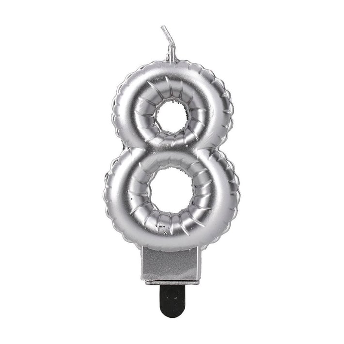 Свещ за торта Festa, цифра 8, сребриста