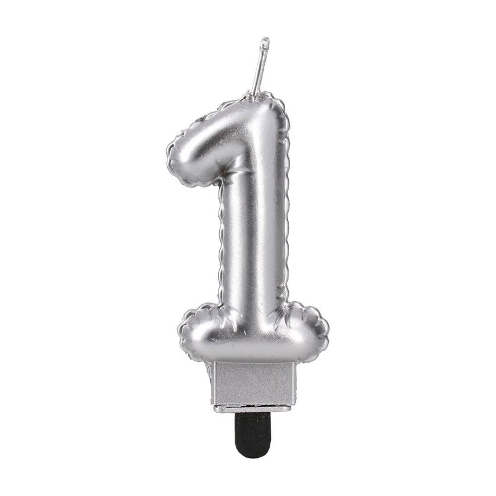 Festa Cake Candle, number 1, silver