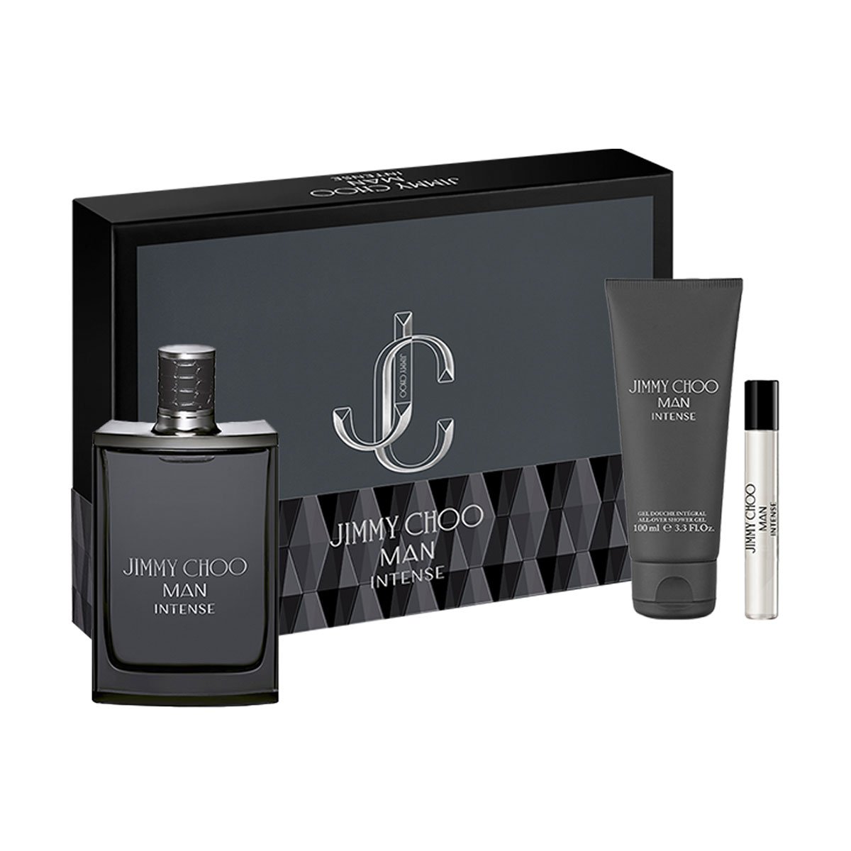 Perfume set Jimmy Choo Intense, Eau de toilette, men, 100 ml + 7.5 ml + shower gel 100 ml