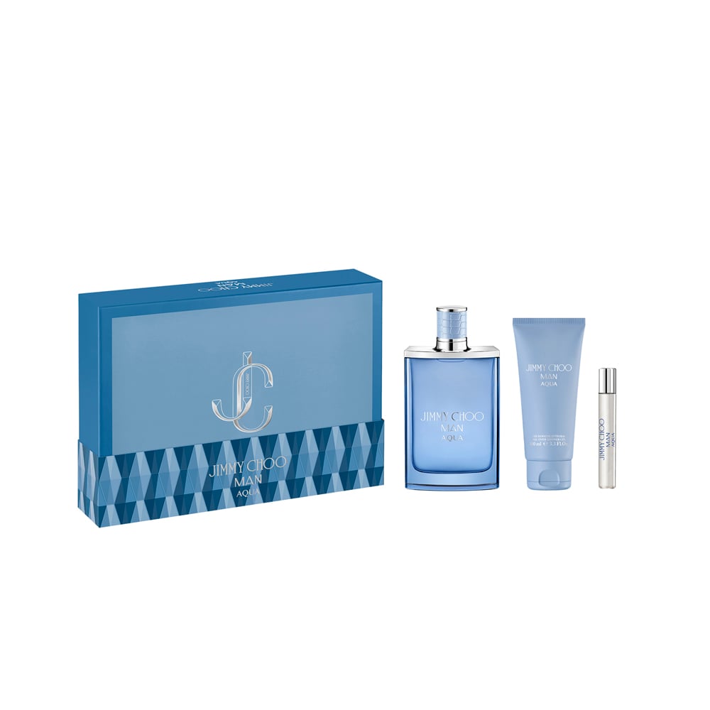 Perfume set Jimmy Choo Aqua, Eau de toilette, men, 100 ml + 7.5 ml + shower gel 100 ml