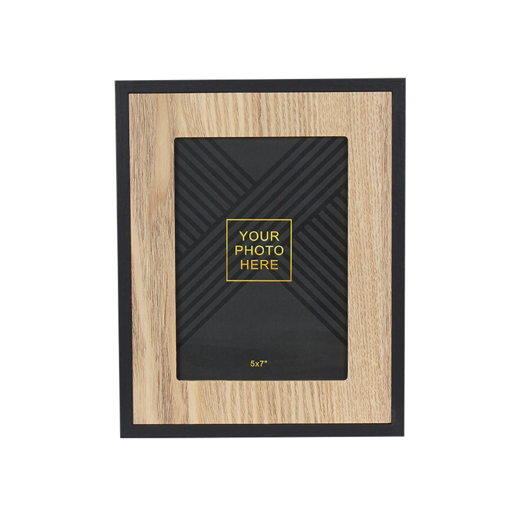 Splendid Photo Frame Davos, MDF, 21 x 26 cm, black with wooden elements