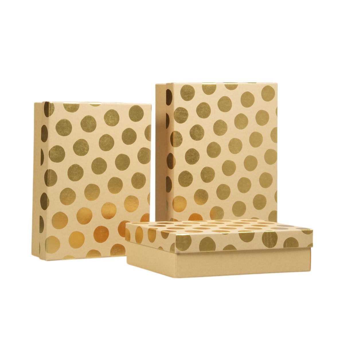 Gift box, golden balls, brown, 3 pcs