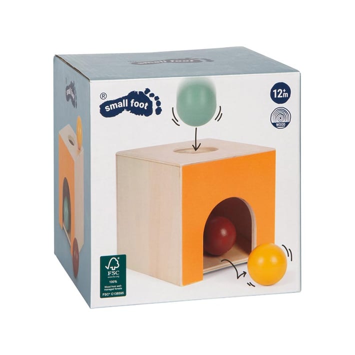 Small Foot Кутия Монтесори, дървена, с цветни топчета