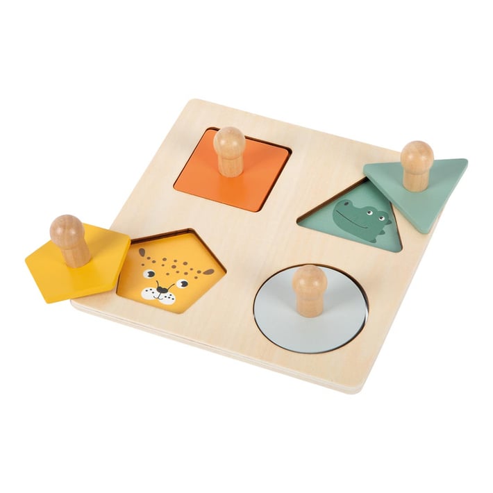 Small Foot Пъзел Монтесори - форми, животни и огледало