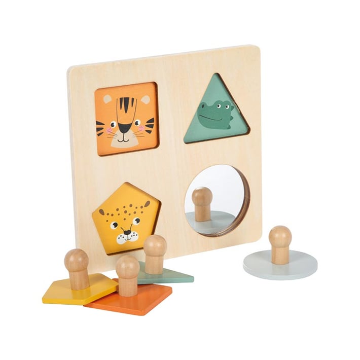 Small Foot Пъзел Монтесори - форми, животни и огледало