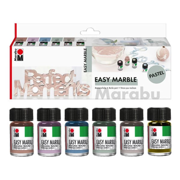 Marabu Marble paints, pastel, 15 ml, set of 6