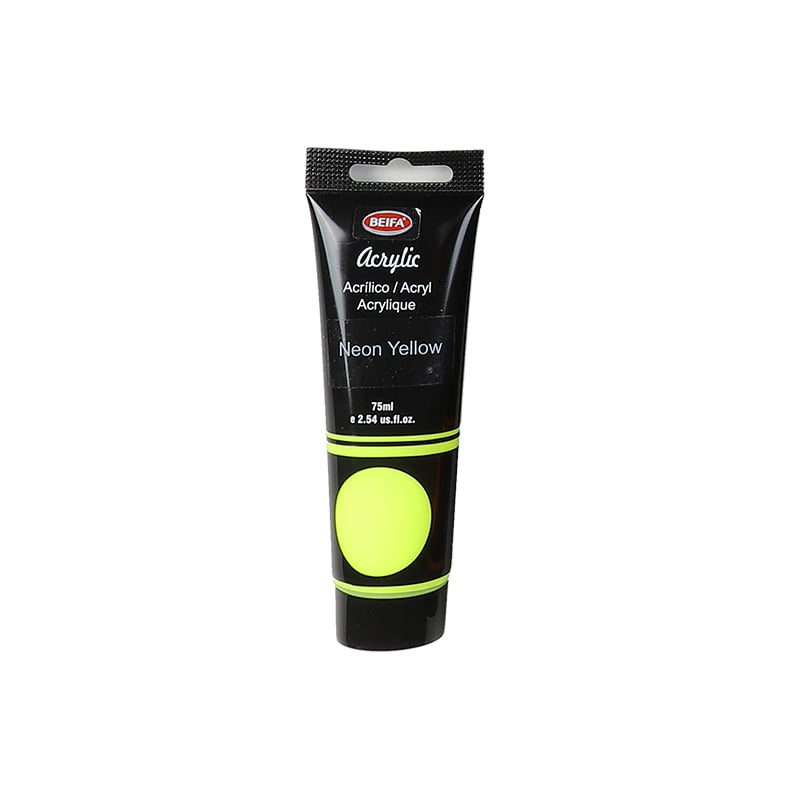 Beifa Acrylic paint, tube, 75 ml, neon yellow