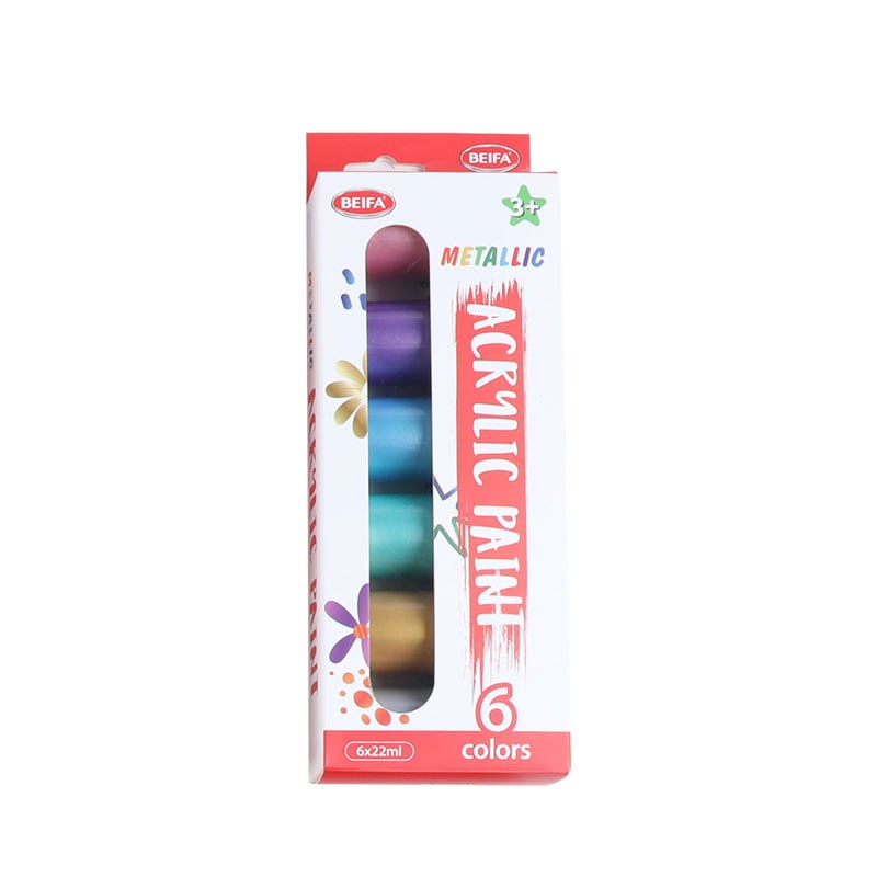 Beifa acrylic paints DD112-B401, 6 metallic colours x 22 ml