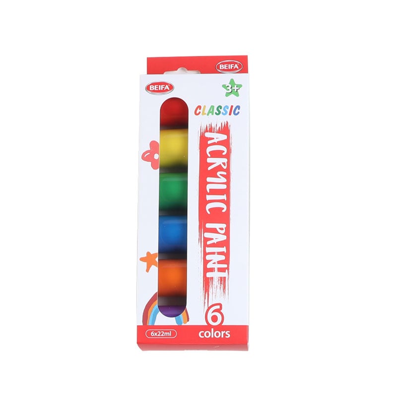 Beifa acrylic paints DD112-B405, 6 basic colours x 22 ml