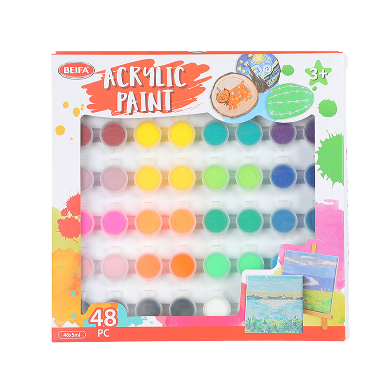 Beifa acrylic paints DD121-BQ01, 48 colours x 5 ml