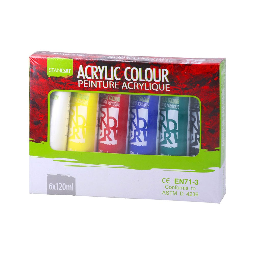 Standart Acrylic Paints, 120 ml tubes, 6 colours