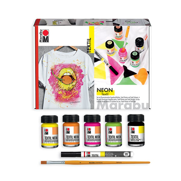 Marabu Textile Paint, neon effect, 15 ml, 5 pieces