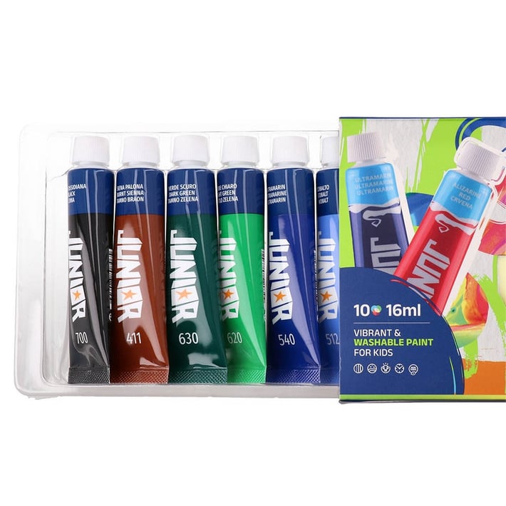 Темперни бои Junior Brillio, в тубички по 16 ml, 10 цвята