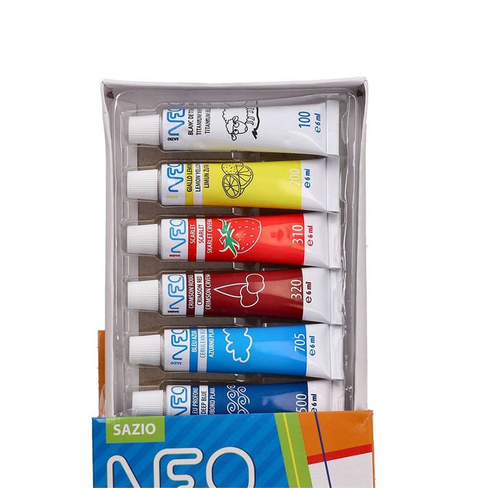 Темперни бои Sazio Fantasy, в тубички по 6 ml, 10 цвята