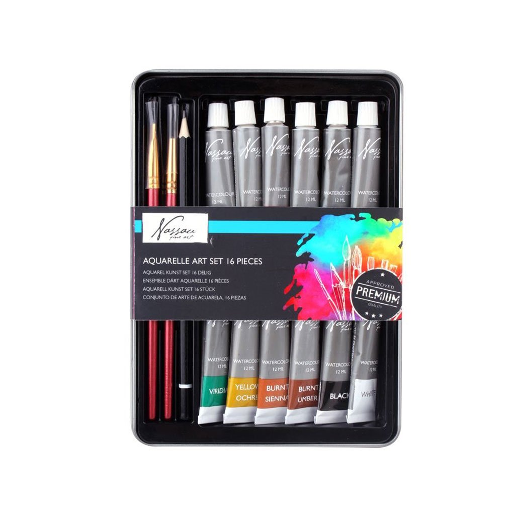 Nassau Watercolor set, in metal box, 16 pcs