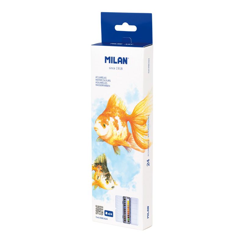 Milan Watercolors, 24 colors, metal tin
