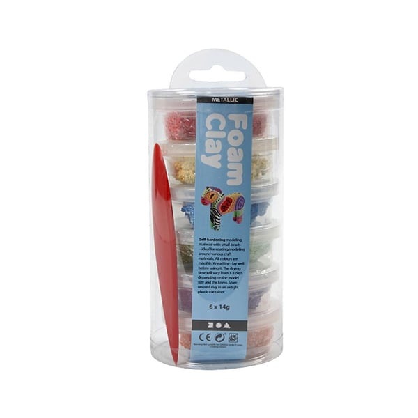 Creativ Company Foam Clay, 6 x 14 g, metallic colours