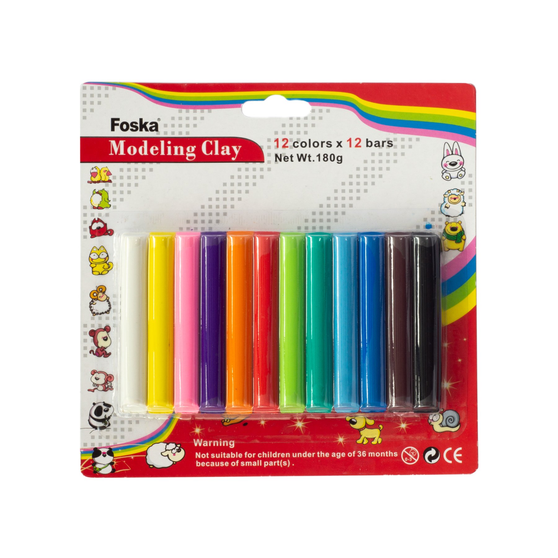 Foska Plasticine, 180 g, 12 colors